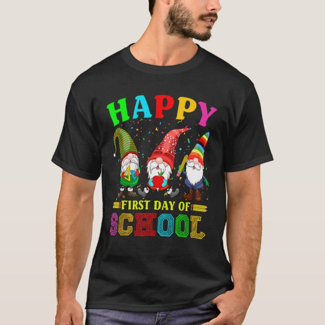 Cute Gnomies Happy First Day Of School Back To Sch T-Shirt (Vorderseite)
