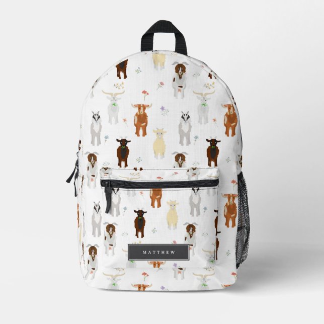 Cute Goats Farm Animals Bedruckter Rucksack (Vorderseite)