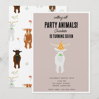 Cute Goats Farm Party Animals Goat Birthday Theme Einladung