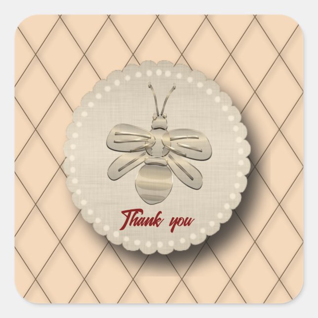 Cute Gold Bee Gift Quadratischer Aufkleber (Vorderseite)