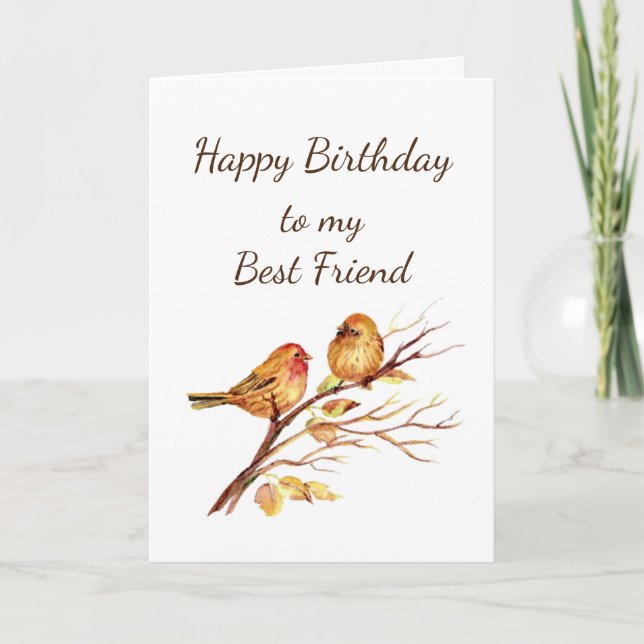 Cute Gold Birds Best Friend Friendship Birthday Karte (Vorderseite)