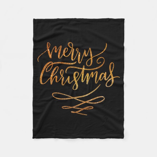 Cute Gold Brush Script Merry Christmas T Shirt  Fleecedecke (Vorderseite)