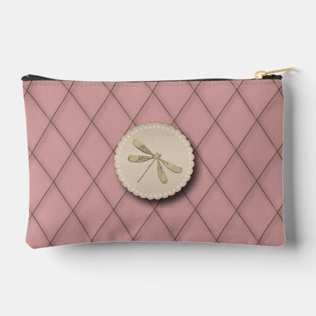 Cute Gold Dragonfly Zubehörtasche (Rückseite)