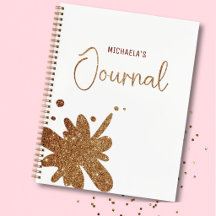 Cute Gold Glitter Splatter Journal Notebook