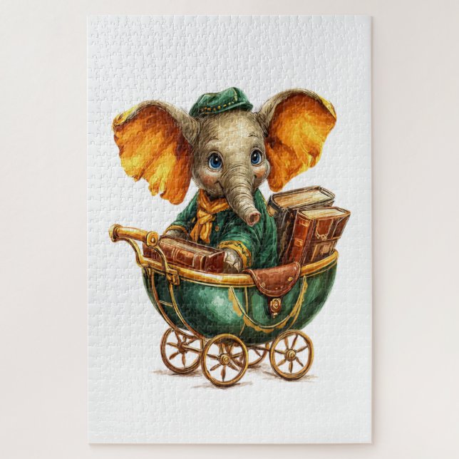 Cute Gold Green Elephant Puzzles  (Vertikal)