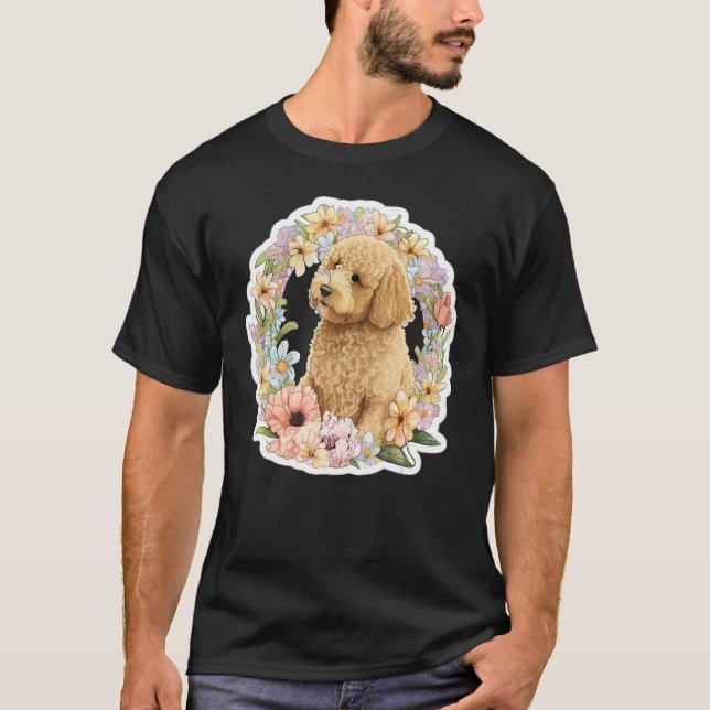 Cute Golden Doodle Flower summer Floral Goldendood T-Shirt (Vorderseite)
