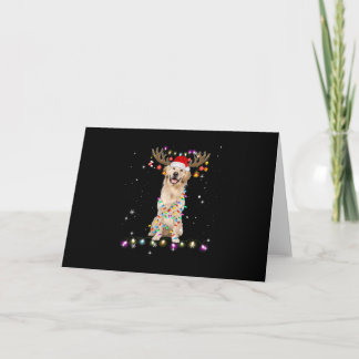 Cute Golden Retriever Christmas Lights Reindeer Karte