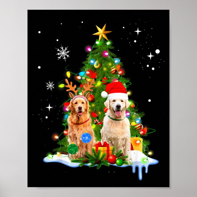 Cute Golden Retriever Christmas Tree  Poster (Vorne)