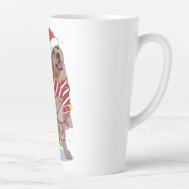 Cute Golden Retriever Dog Funny Xmas Holiday Gift Milchtasse (Rechts)