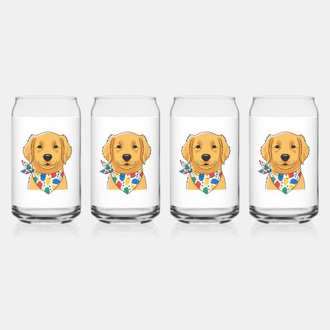 Cute Golden Retriever Dog Illustration Can Glass S Dosenglas (Vorderseite)