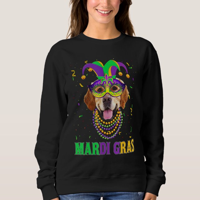 Cute Golden Retriever Dog Lover Mardi Gras Carniva Sweatshirt (Vorderseite)