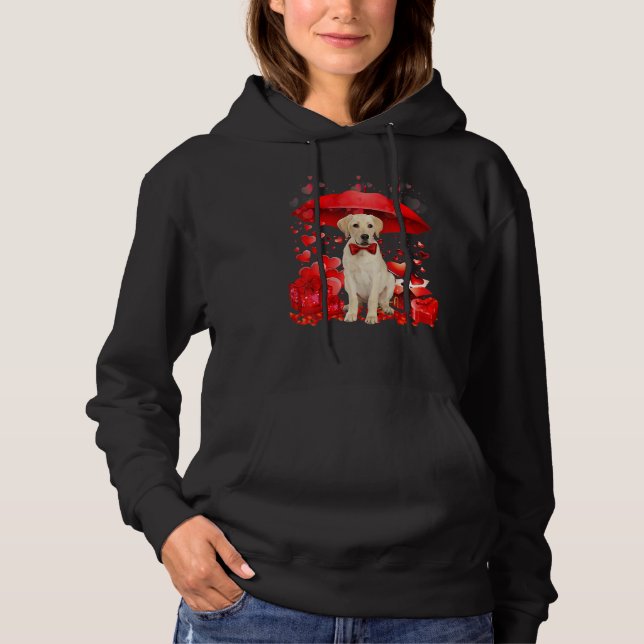 Cute Golden Retriever Valentine Hearts Umbrella Lo Hoodie (Vorderseite)