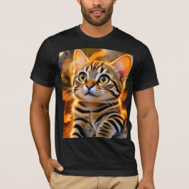 Cute Golden Tabby Kitten – Cozy Autumn Cat Illustr T-Shirt