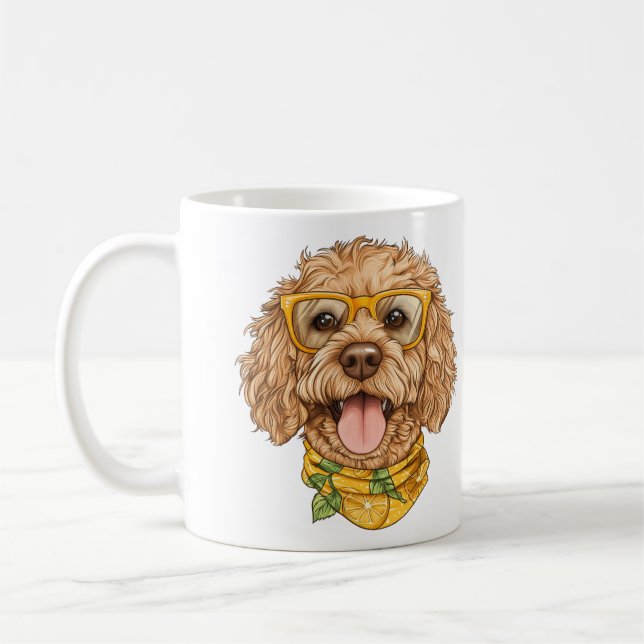 Cute Goldendoodle Dog Sunglasses Oranges Kaffeetasse (Links)