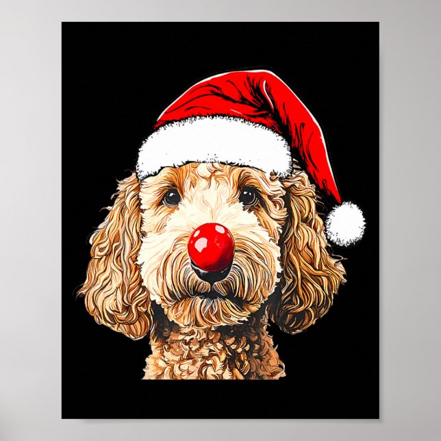 Cute Goldendoodle Dogs Christmas Santa Golden Dood Poster (Vorne)