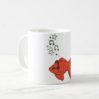 Cute Goldfish Coffee Mug with Headphones Kaffeetasse