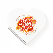 Cute Good Vibes Heart Spiral Bound Notebook