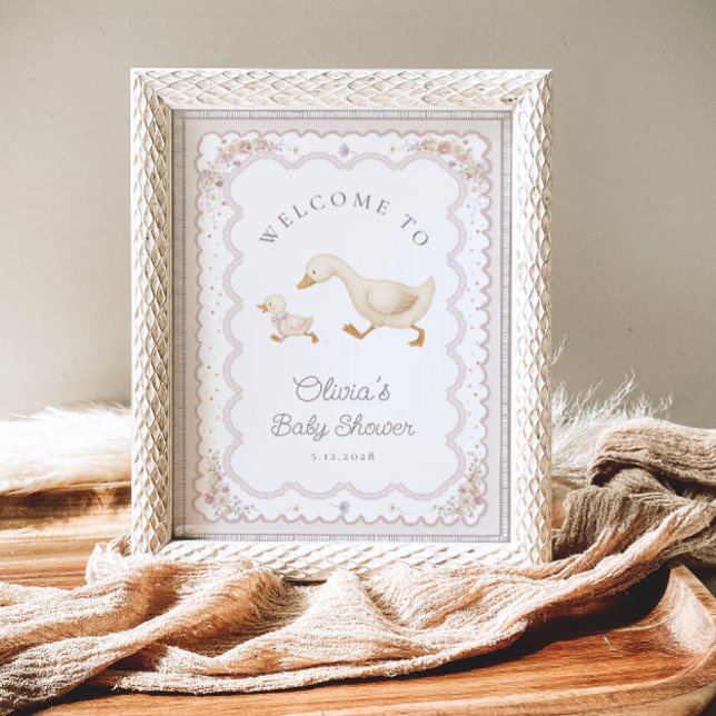 Cute Goose Gender Neutral Baby Shower Welcome Poster (Von Creator hochgeladen)