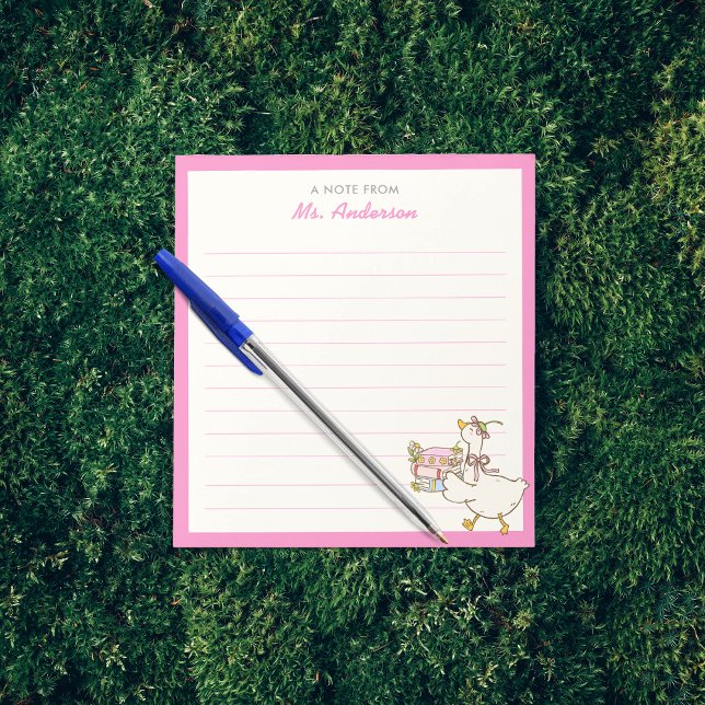 Cute Goose Holding Books Teacher Appreciation Gift Notizblock (Von Creator hochgeladen)