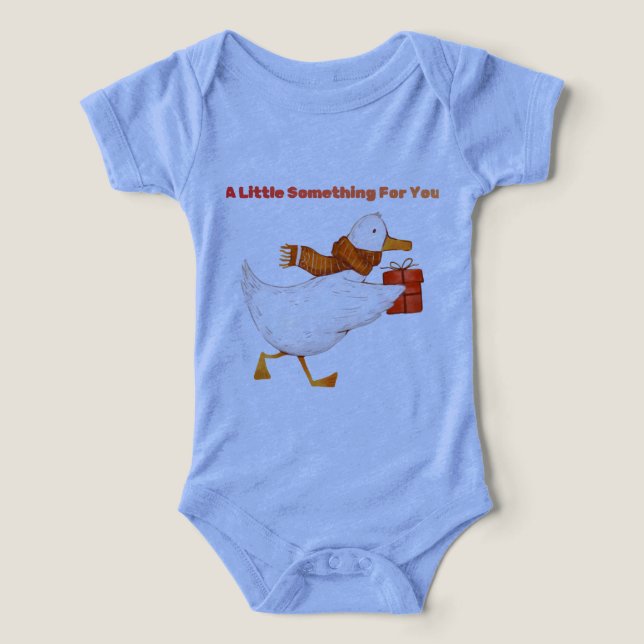 Cute Goose Holding Gift Baby Bodysuit  (Design Vorderseite)