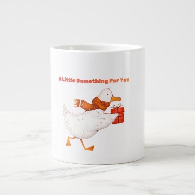 Cute Goose Holding Gift Christmas Coffee Mug Jumbo-Tasse (Vorderseite)