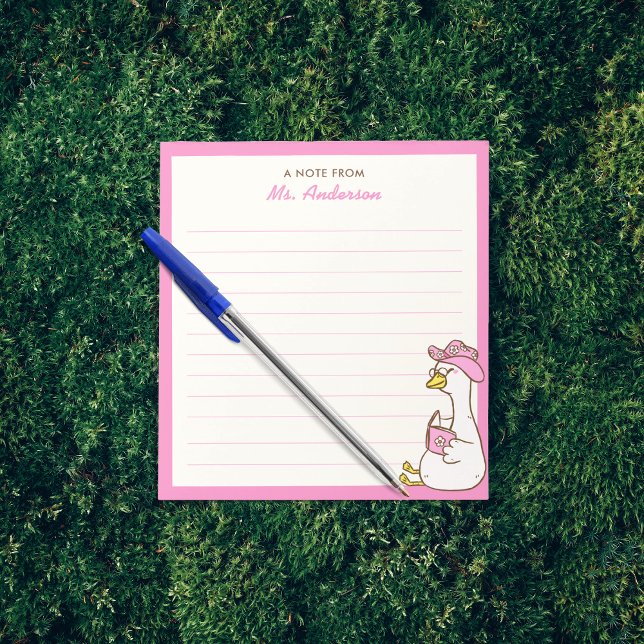 Cute Goose Reading Custom Teacher Appreciation Notizblock (Von Creator hochgeladen)