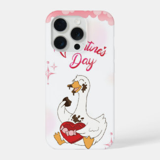 Cute Goose Valentine Chocolate Love Illustration iPhone 15 Pro Hülle