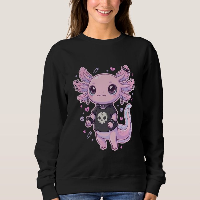 Cute Goth Axolotl Pastel Kawaii Emo Axolotl Punk W Sweatshirt (Vorderseite)