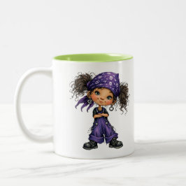 Cute Goth Girl Purple Outfit Cartoon Art Zweifarbige Tasse