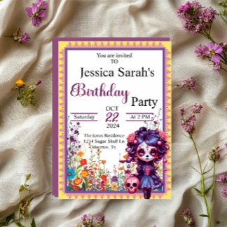 Cute Gothic Garden Sugar Skull  Invitation Einladung