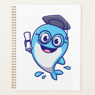 Cute Graduate Whale with Graduation Cap and Diplom Planer