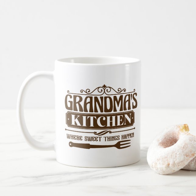 Cute Grandma's kitchen word art  Kaffeetasse (Mit Donut)