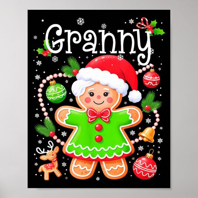 Cute Granny Gingerbread Family Matching Christmas  Poster (Vorne)