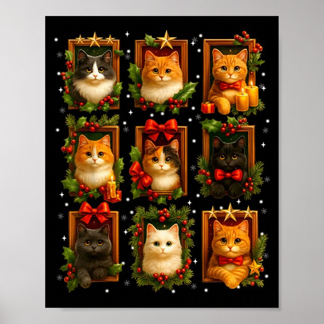 Cute Graphic Cat Crew Christmas Xmas Women Girl Ki Poster (Vorne)