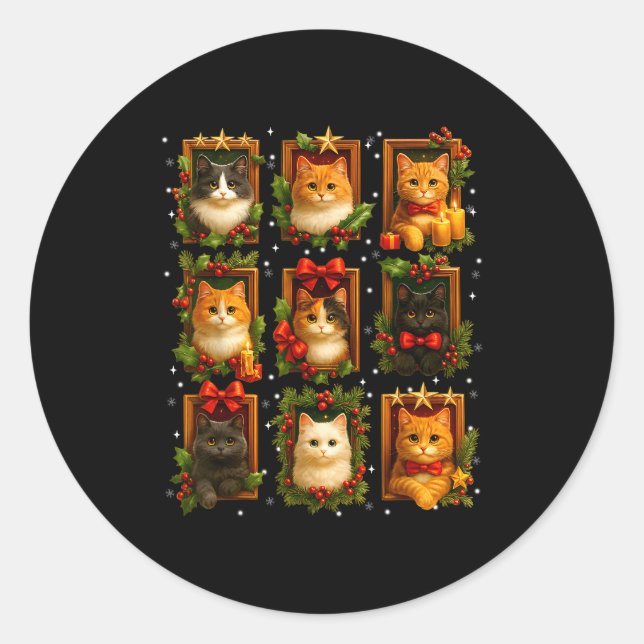 Cute Graphic Cat Crew Christmas Xmas Women Girl Ki Runder Aufkleber (Vorderseite)