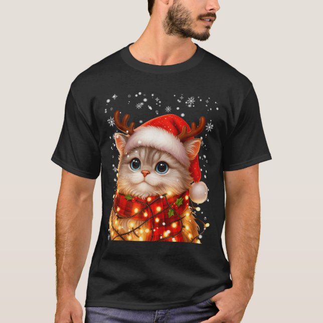 Cute Graphic Cat Pajamas Pjs Christmas Xmas Women  T-Shirt (Vorderseite)