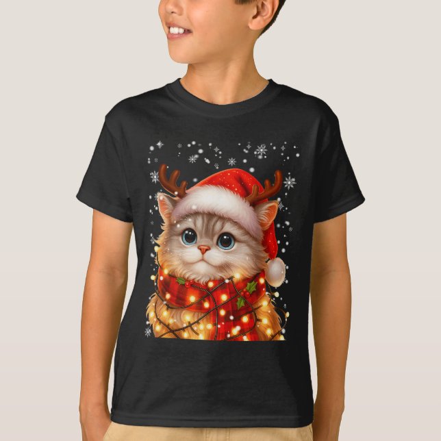 Cute Graphic Cat Pajamas Pjs Christmas Xmas Women  T-Shirt (Vorderseite)