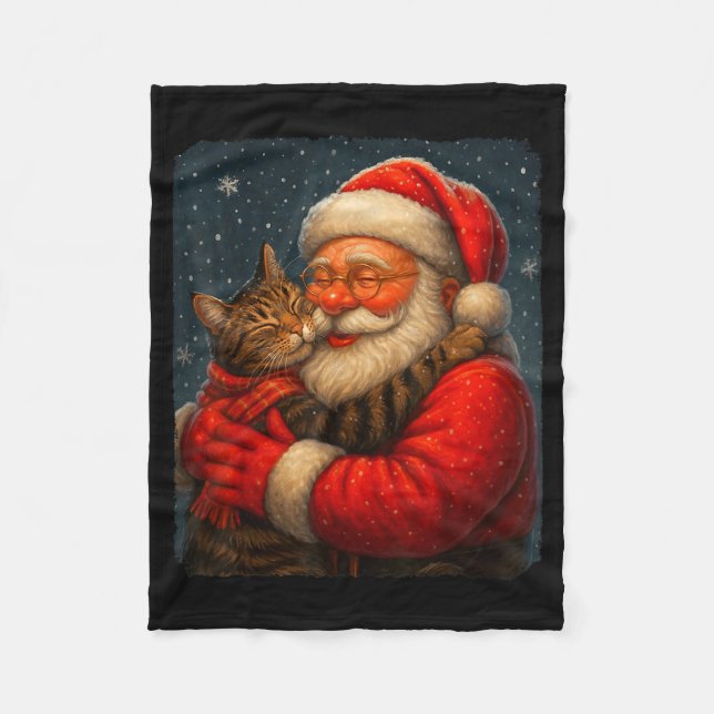 Cute Graphic Santa Hug Cat Christmas Xmas Women Me Fleecedecke (Vorderseite)