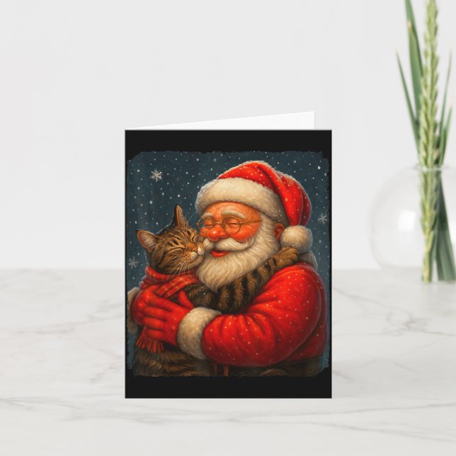 Cute Graphic Santa Hug Cat Christmas Xmas Women Me Karte (Vorderseite)