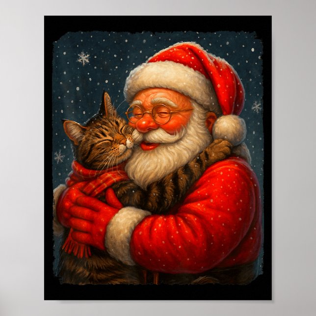 Cute Graphic Santa Hug Cat Christmas Xmas Women Me Poster (Vorne)