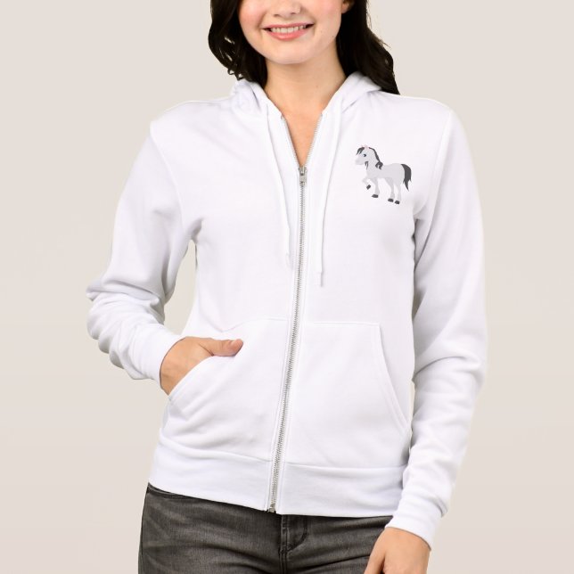 Cute Gray Pony Cartoon Whimsical Horse Hoodie (Vorderseite)