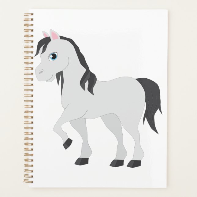 Cute Gray Pony Cartoon Whimsical Horse Planer (Vorderseite)