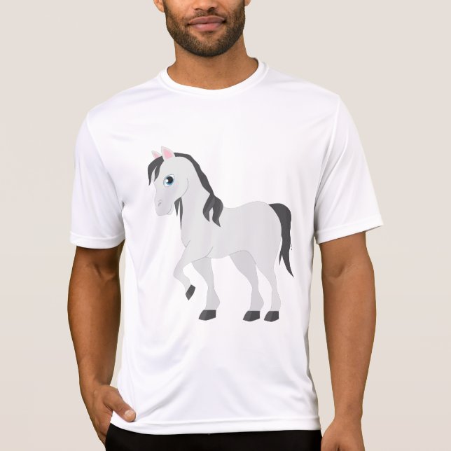 Cute Gray Pony Cartoon Whimsical Horse T-Shirt (Vorderseite)