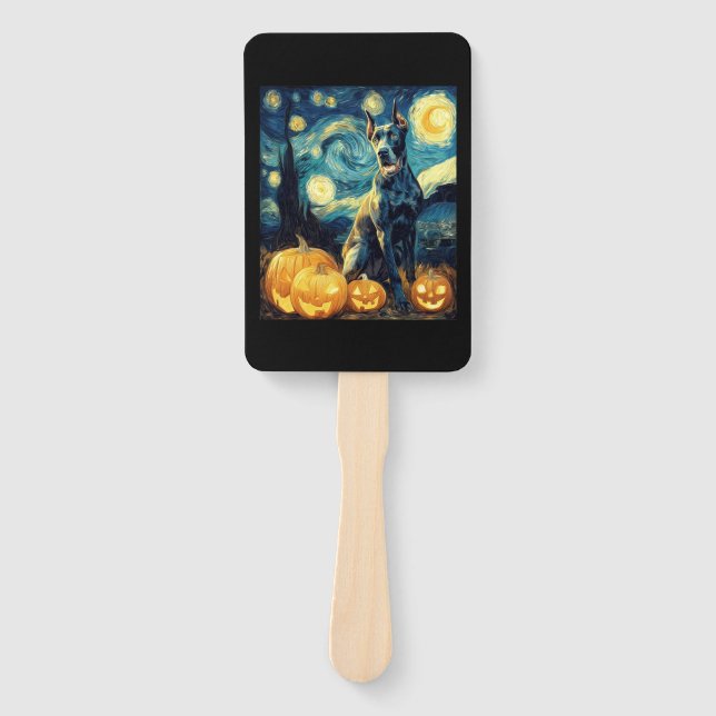 Cute Great Dane Dog Halloween Jack O Lantern Pumpk Fächer (Vorderseite)