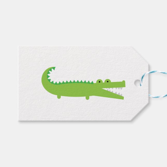Cute Green Alligator Geschenkanhänger (Vorderseite (Horizontal))