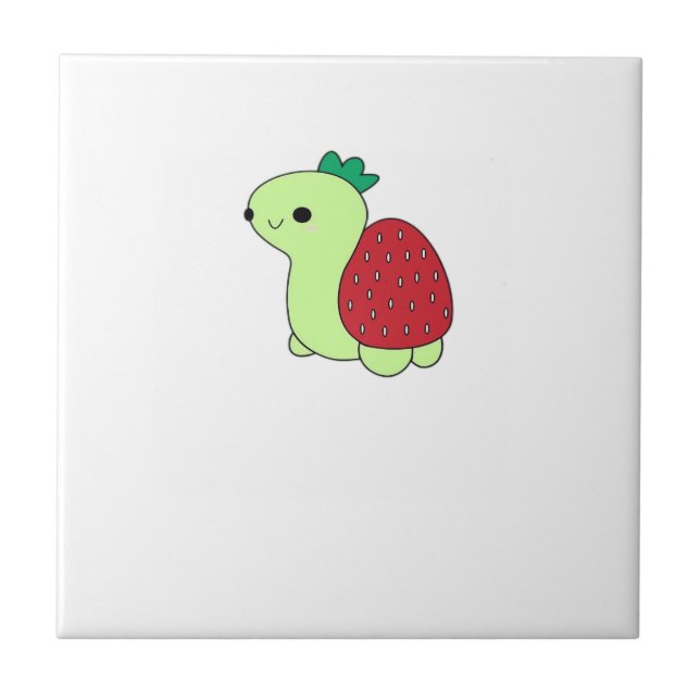 Cute green blushing strawberry turtle Classic T-Sh Fliese (Vorderseite)