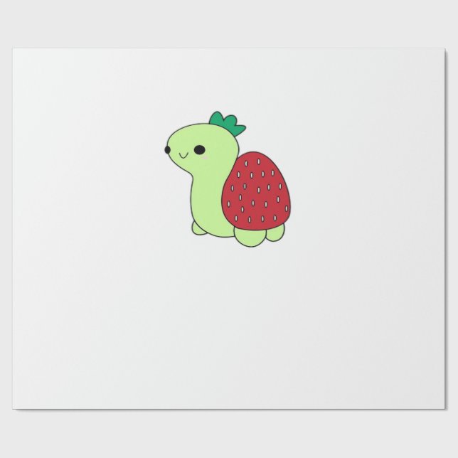 Cute green blushing strawberry turtle Classic T-Sh Geschenkpapier (Flach)