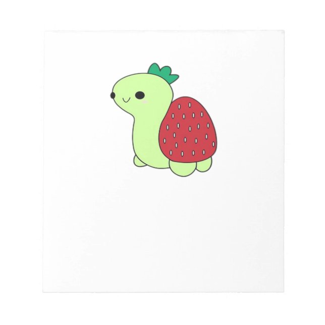 Cute green blushing strawberry turtle Classic T-Sh Notizblock (Vorderseite)