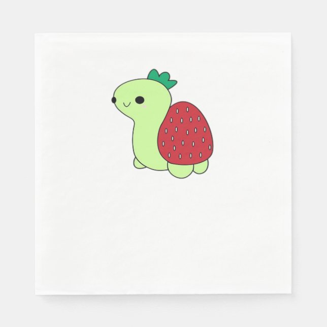 Cute green blushing strawberry turtle Classic T-Sh Serviette (Vorderseite)