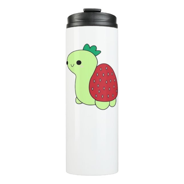 Cute green blushing strawberry turtle Classic T-Sh Thermosbecher (Vorderseite)